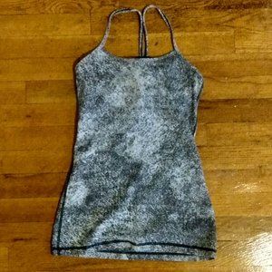 Grey and Black Patterned Lululemon Power Y Tank Top